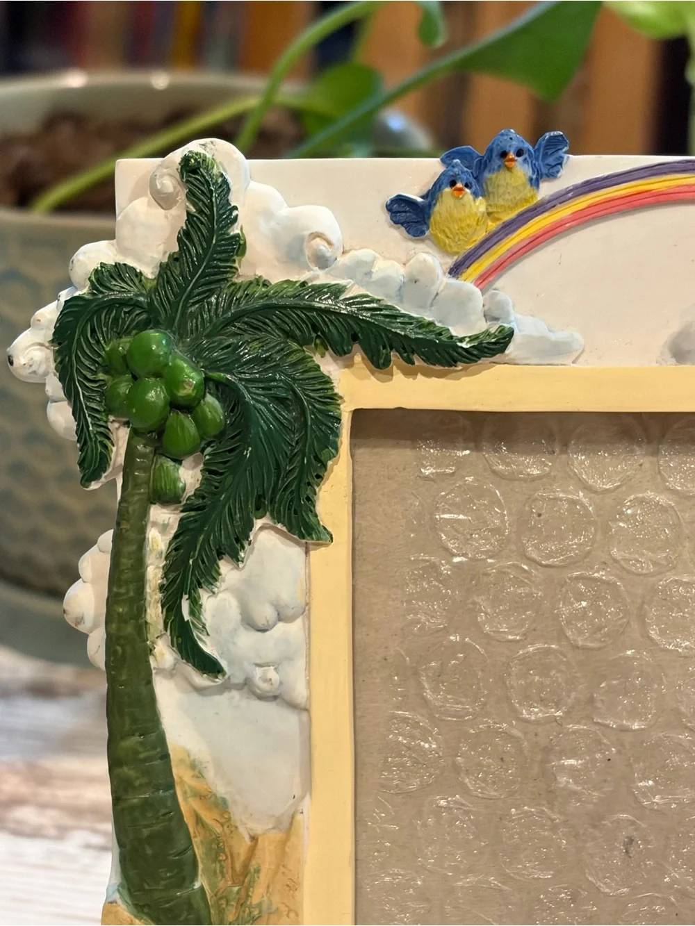 Whimsical Noah's Ark Decorative 3D Resin Photo Frame in Blue and Cream